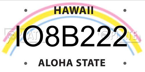 IO8B222 Hawaii License Plate