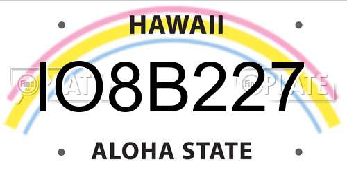IO8B227 Hawaii License Plate