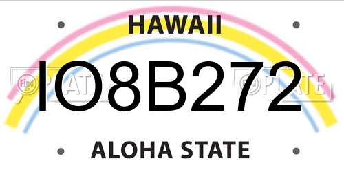 IO8B272 Hawaii License Plate