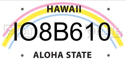 IO8B610 Hawaii License Plate