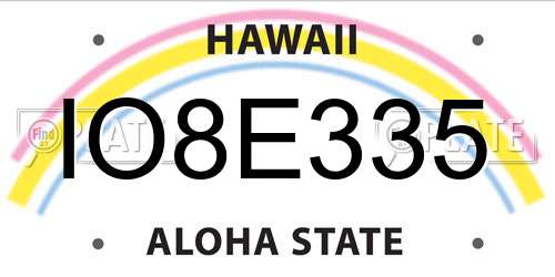 IO8E335 Hawaii License Plate