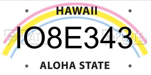 IO8E343 Hawaii License Plate
