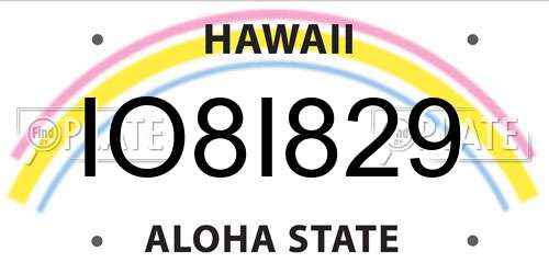 IO8I829 Hawaii License Plate