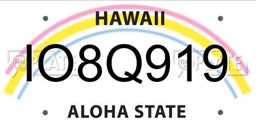 IO8Q919 Hawaii License Plate