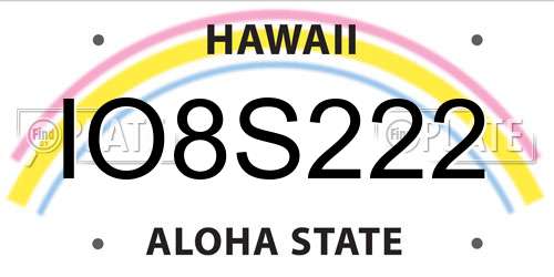 IO8S222 Hawaii License Plate