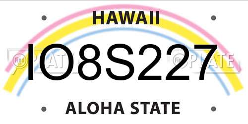 IO8S227 Hawaii License Plate