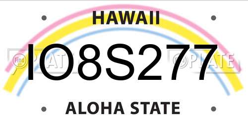 IO8S277 Hawaii License Plate