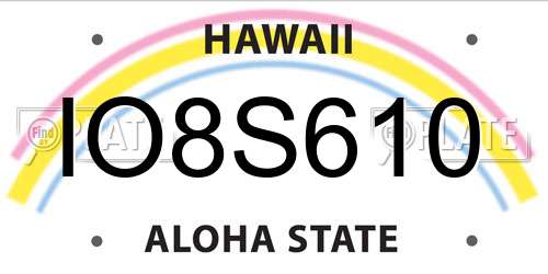 IO8S610 Hawaii License Plate