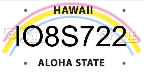 IO8S722 Hawaii License Plate