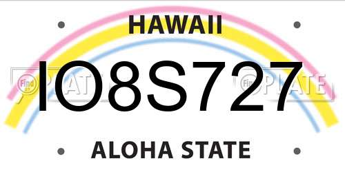 IO8S727 Hawaii License Plate