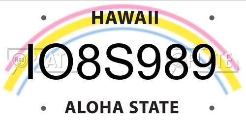 IO8S989 Hawaii License Plate