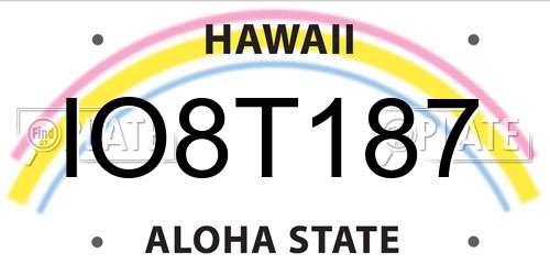 IO8T187 Hawaii License Plate