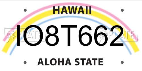 IO8T662 Hawaii License Plate
