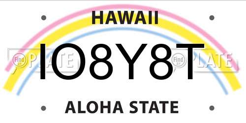 IO8Y8T Hawaii License Plate