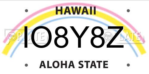 IO8Y8Z Hawaii License Plate