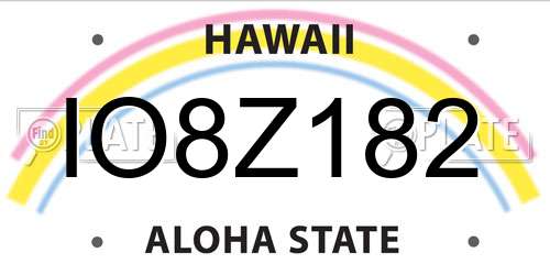 IO8Z182 Hawaii License Plate