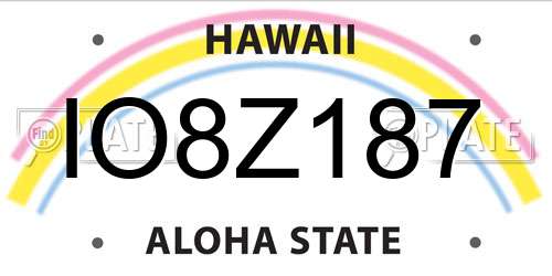 IO8Z187 Hawaii License Plate