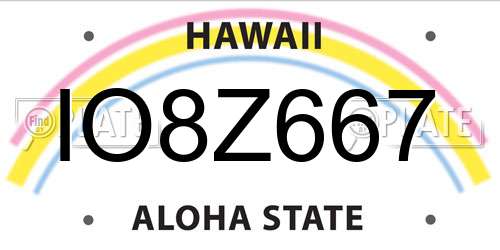 IO8Z667 Hawaii License Plate