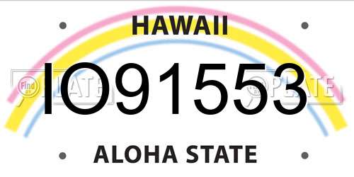 IO91553 Hawaii License Plate