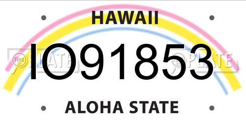 IO91853 Hawaii License Plate