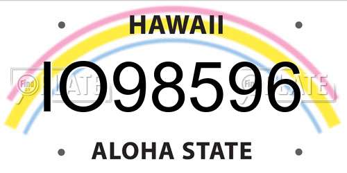 IO98596 Hawaii License Plate