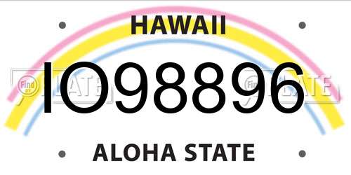 IO98896 Hawaii License Plate