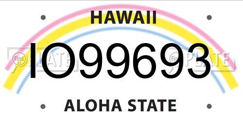 IO99693 Hawaii License Plate