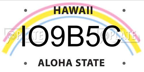 IO9B5C Hawaii License Plate