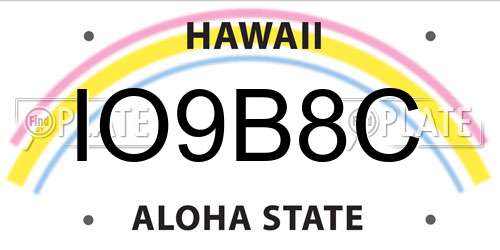 IO9B8C Hawaii License Plate