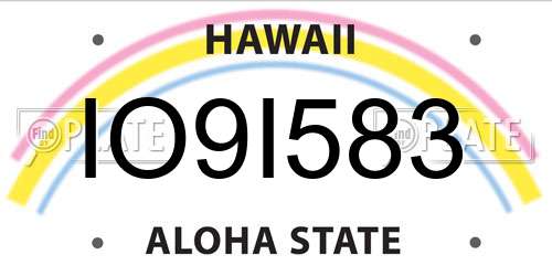 IO9I583 Hawaii License Plate
