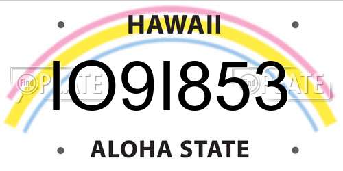 IO9I853 Hawaii License Plate