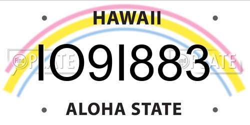 IO9I883 Hawaii License Plate