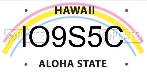 IO9S5C Hawaii License Plate