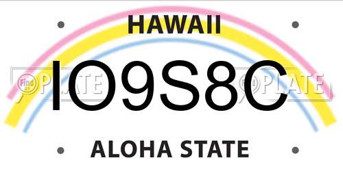 IO9S8C Hawaii License Plate