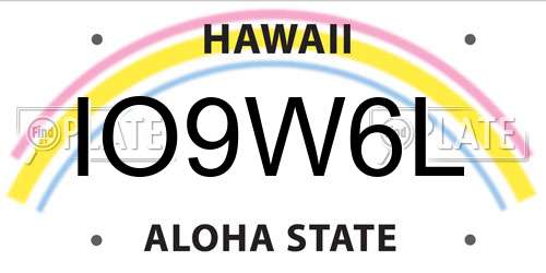 IO9W6L Hawaii License Plate