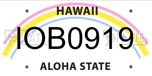 IOB0919 Hawaii License Plate
