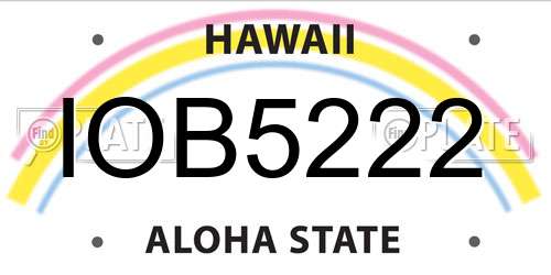 IOB5222 Hawaii License Plate