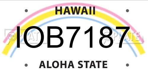 IOB7187 Hawaii License Plate