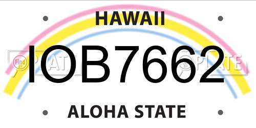 IOB7662 Hawaii License Plate