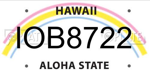 IOB8722 Hawaii License Plate