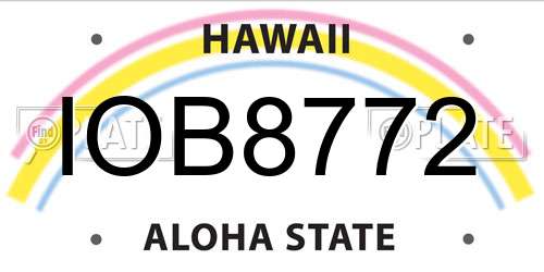 IOB8772 Hawaii License Plate