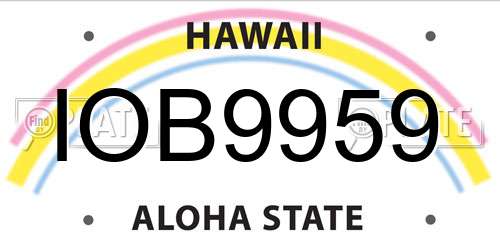 IOB9959 Hawaii License Plate