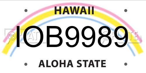 IOB9989 Hawaii License Plate