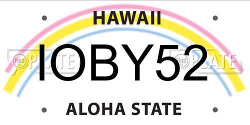 IOBY52 Hawaii License Plate