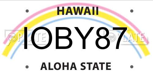 IOBY87 Hawaii License Plate