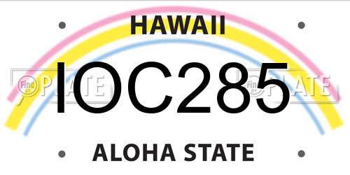 IOC285 Hawaii License Plate