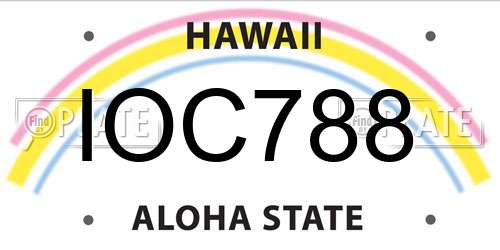IOC788 Hawaii License Plate