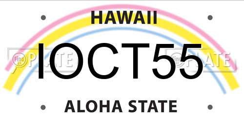 IOCT55 Hawaii License Plate