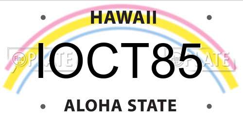 IOCT85 Hawaii License Plate