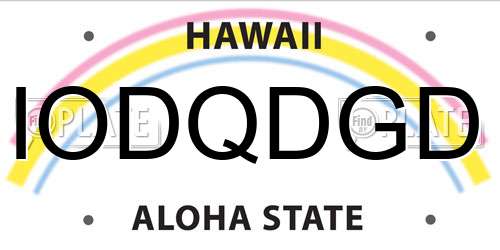 IODQDGD Hawaii License Plate